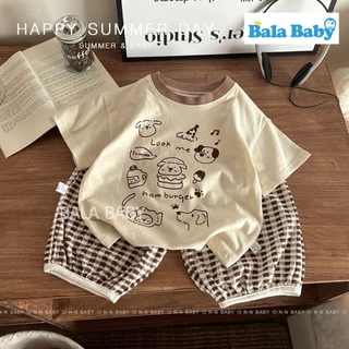 ชุดเซ็ตเด็ก เสื้อยืดเด็ก+กางเกง3ส่วน เสื้อยืดลายการ์ตูน สำหรับเด็กผู้หญิง Size80-120cm DXT75