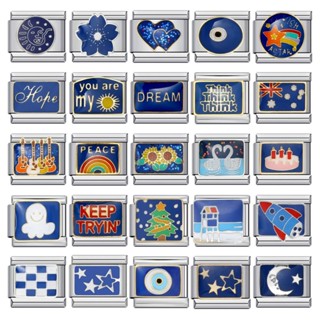 สร้อยข้อมือสไตล์อิตาลีสีน้ำเงินจากไทเทเนียมและสแตนเลส ออกแบบ…