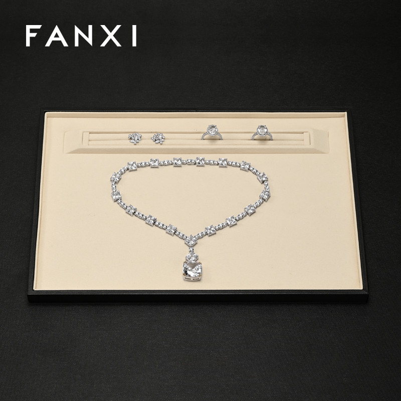 Fanxi ไมโครไฟเบอร์ถาดแสดงเครื่องประดับหรูหราแหวนต่างหูสร้อยคอถาดเก็บ P225