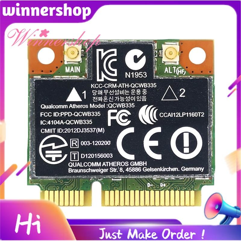 AR9565 การ์ด WiFi QCWB335 Mini PCIE บลูทูธ 4.0 150Mbps 2.4G สําหรับ XP Win7 Win8 Linux ระบบ