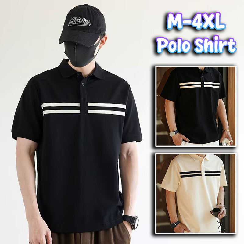 เสื้อลายเสื้อโปโลแขนสั้นสำหรับผู้ชาย สไตล์คลาสสิก เหมาะสำหรับสวมใส่อย่างสบาย