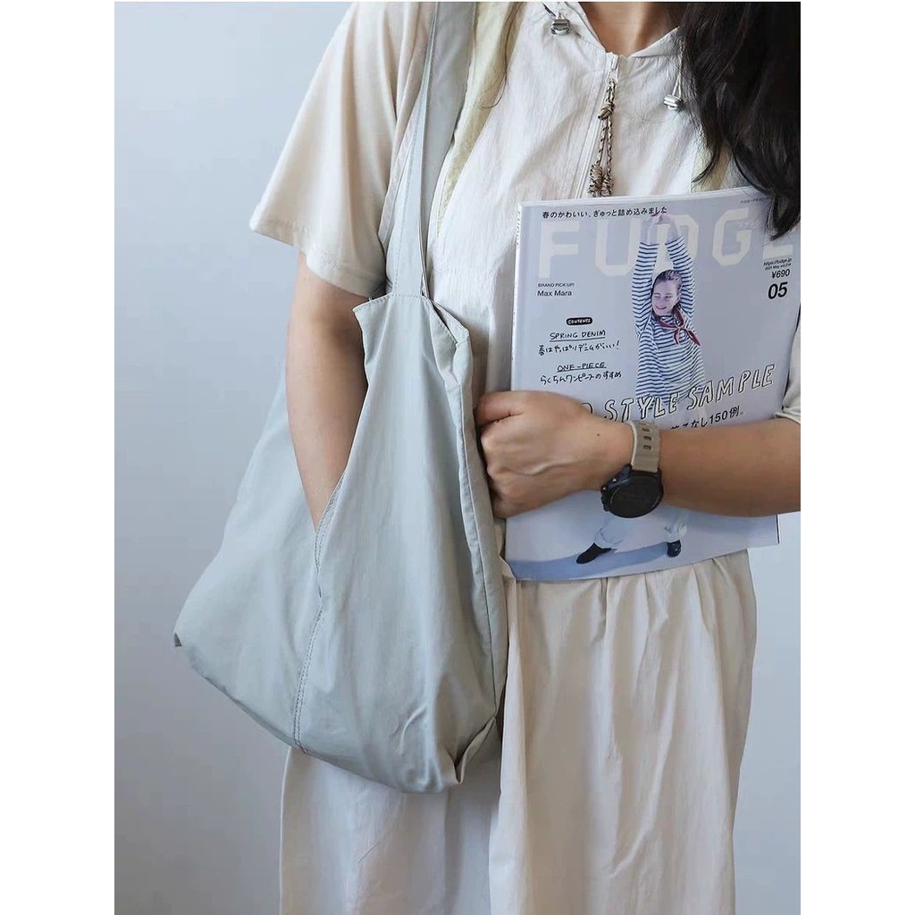 กระเป๋าสะพาย หญิง ระเป๋าโท้ทผ้าไนล่อนสไตล์ญี่ปุ่น เขียว น้ำหนักเบา ไปเรียนและไปทำงาน ความจุขนาดใหญ่ - รูปที่ 4