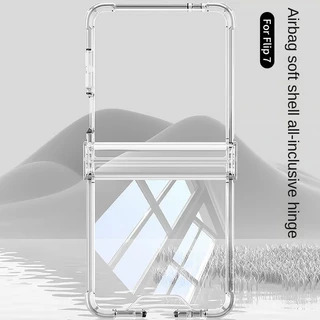 LUKEN รวมทุกอย่างบานพับสี่มุม Anti-drop เคสโทรศัพท์สําหรับ Samsung Galaxy Z Flip 8 7 FE 6 5 flip8 โปร่งใส Shcokproof ฝาหลัง