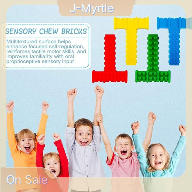 J-Myrtle Sensory Chew Tubes ของเล่นสําหรับออทิสติกเด็ก T รูปร่างเครื่องมือมอเตอร์ช่องปากซิลิโคน Chewy Sticks ยางกัดของเล่นสําหรับชายและหญิง