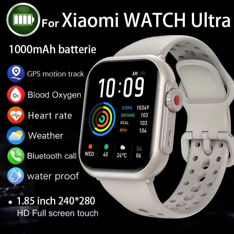 2025 ใหม่ 1000 mAh แบตเตอรี่ความจุขนาดใหญ่บลูทูธโทรสมาร์ทวอท์ชผู้ชาย 1.85 นิ้ว HD หน้าจอสัมผัสเต็มรูปแบบสําหรับ XIAOM กีฬาการตรวจสอบสุขภาพ IP68 กันน้ํา Smartwatchs