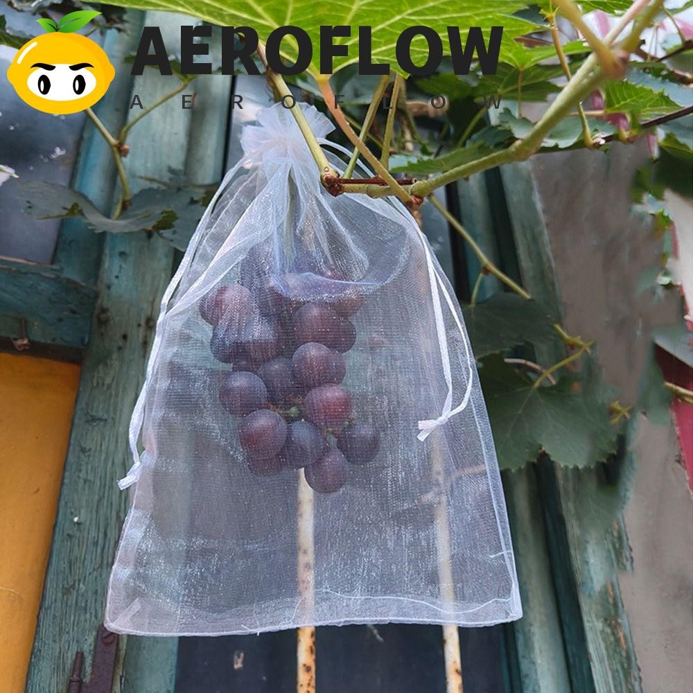 AEROFLOW 100 ชิ้นองุ่นผลไม้เติบโตกระเป๋า,Breathable ผักสีขาวถุงป้องกัน, Creative ตาข่าย Generic กระเป๋าผลไม้สําหรับ Pest Control Anti-Bird
