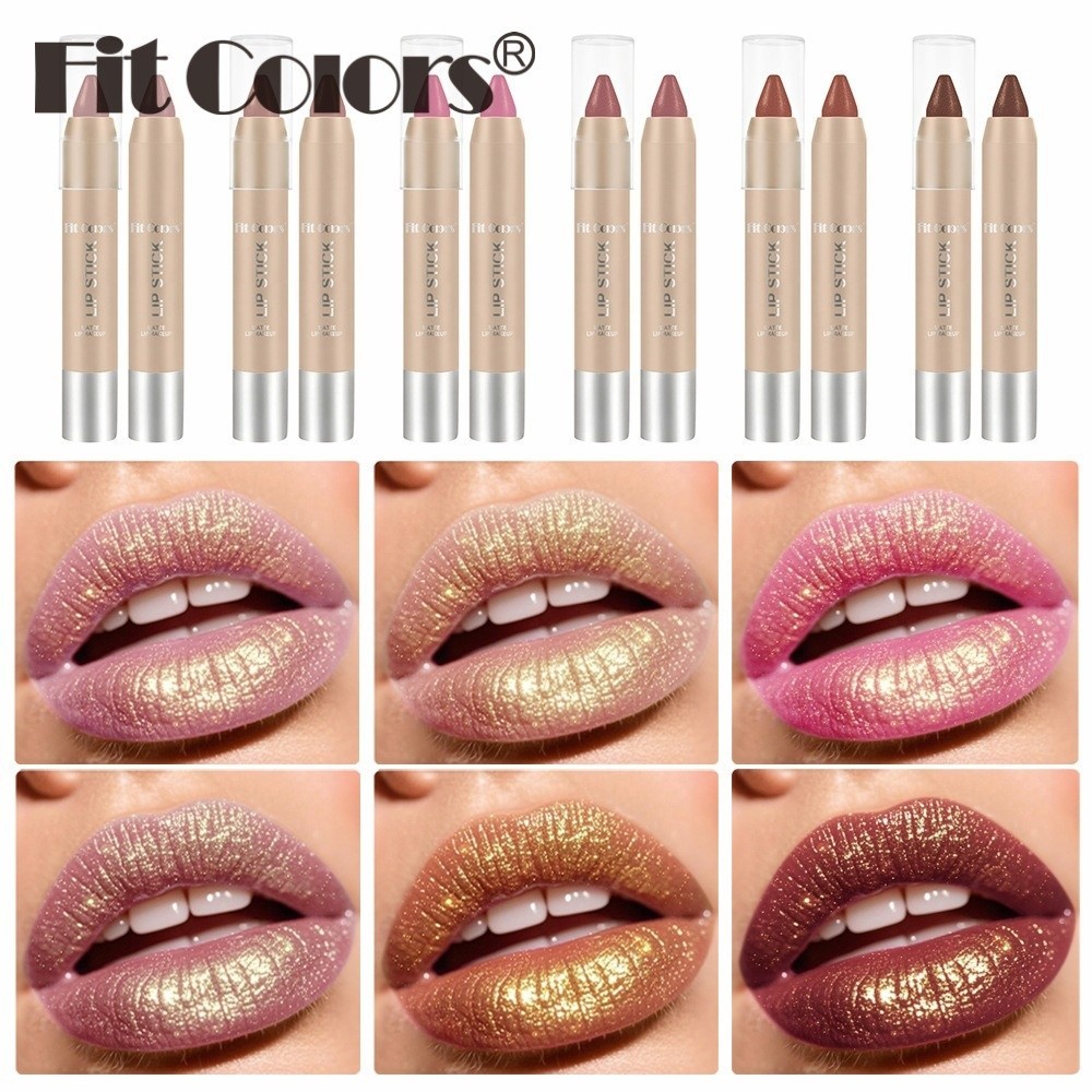 COCOFRUIT ลิปสติก Lipliner, Matte กันน้ําริมฝีปาก Lipliner ดินสอ,ทอง Glitter ติดทนนานเงา Lipliner สํ