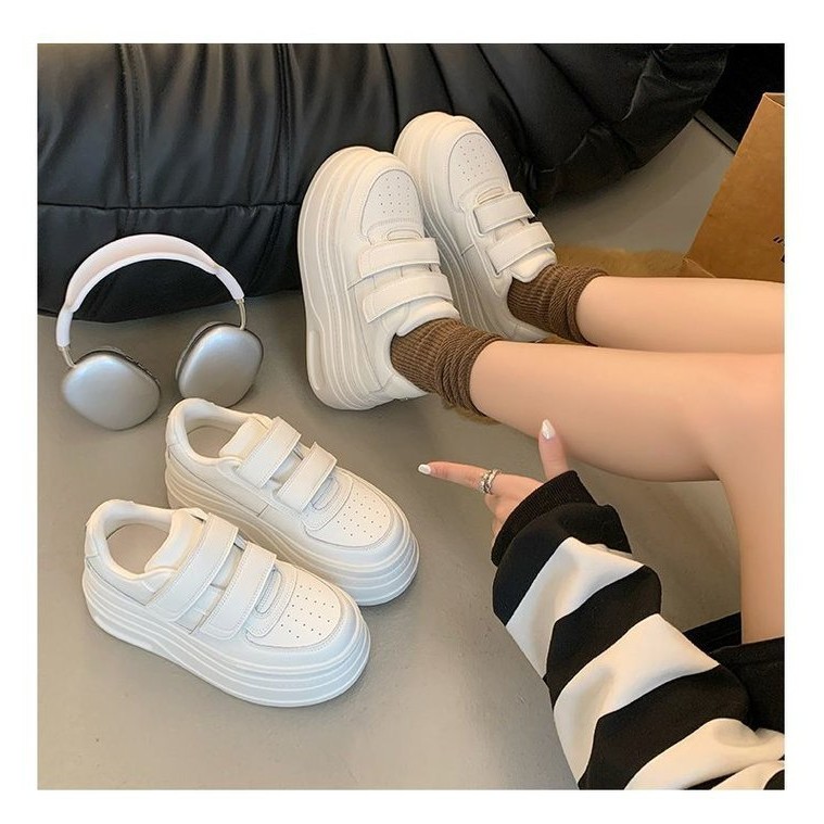 Velcro รองเท้าสีขาวผู้หญิง สไตล์หนา ขึ้นส้น รองเท้าแฟชั่นสำหรับทุกโอกาส - รูปที่ 7