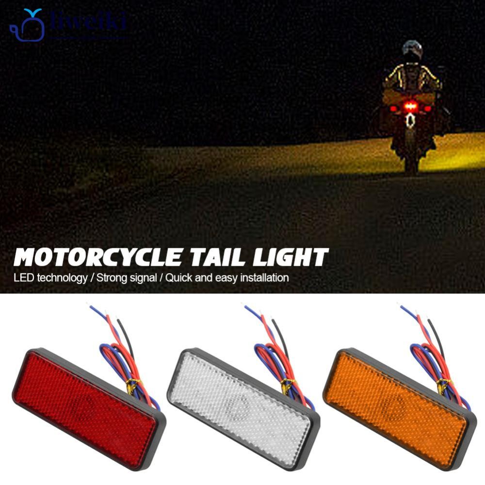 LIWEKI 1 PC รถจักรยานยนต์สี่เหลี่ยมผืนผ้า Reflector ไฟท้ายไฟเบรครถจักรยานยนต์ด้านหลังรถ ATV LED Refl