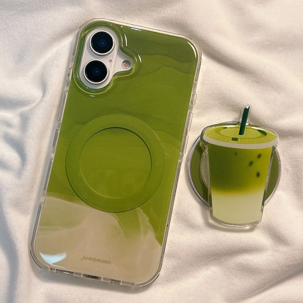 Ins Gradient สีเขียว Matcha Latte พับแม่เหล็กสําหรับ IPhone 16 Pro Max 16 16 Pro 15 Pro Max 14 Pro Max 13 กันกระแทก IMD หนาปกหลัง ราคา ถูกที่สุด ดีลบีเคเค แกลเลอรีภาพที่ 2