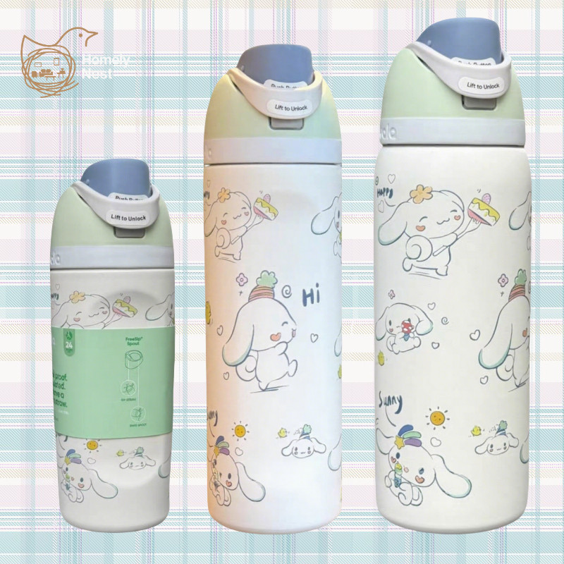 Owala Freesip X Cinnamoroll ขวดน้ํารุ่นลิมิเต็ด - Sanrio Collab 16oz 24oz 32oz แก้วน้ําสแตนเลสพร้อมหลอด, ฉนวน, ปราศจาก BPA, ดีไซน์น่ารักสําหรับเด็ก
