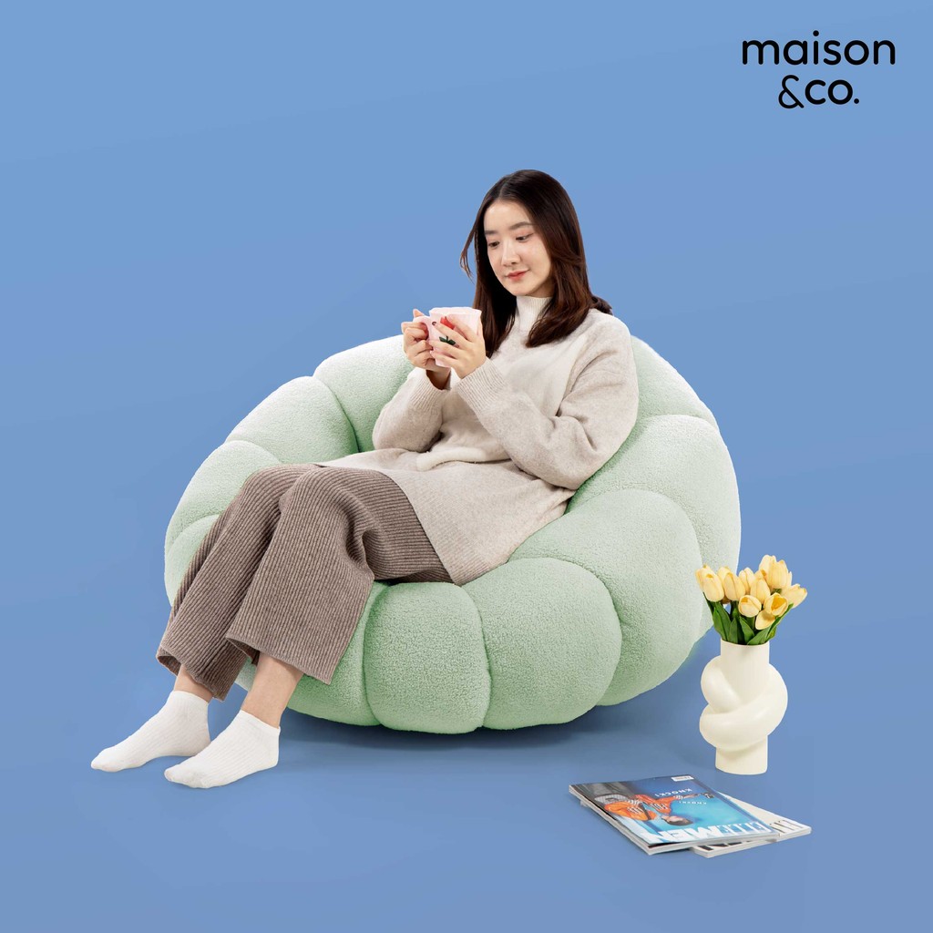SB Design Square อาร์มแชร์ รุ่น Tempula ผ้าขนนุ่ม สีเขียวอ่อน (103x110x64 ซม.) แบรนด์ MAISON&CO.
