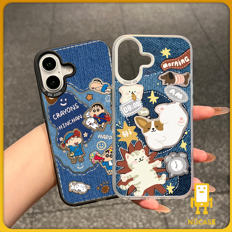 NüCase ส่งจากไทย สีดำหรูหราซิลิโคนแข็งกรณีโทรศัพท์ ชินจาและเพื่อนๆกับCRAYONS HINCHAN for IPhone 13 15 7Plus 14 12 11