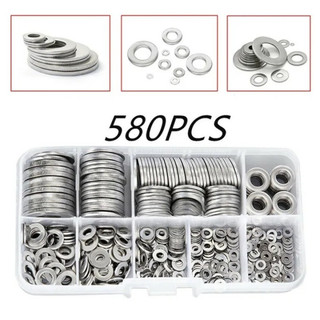 180PCS/360PCS/580PCS/700PCS/1240PCS/BOX M2-M12 Stainless Steel Flat Washer Plain Washer Gasket Ring