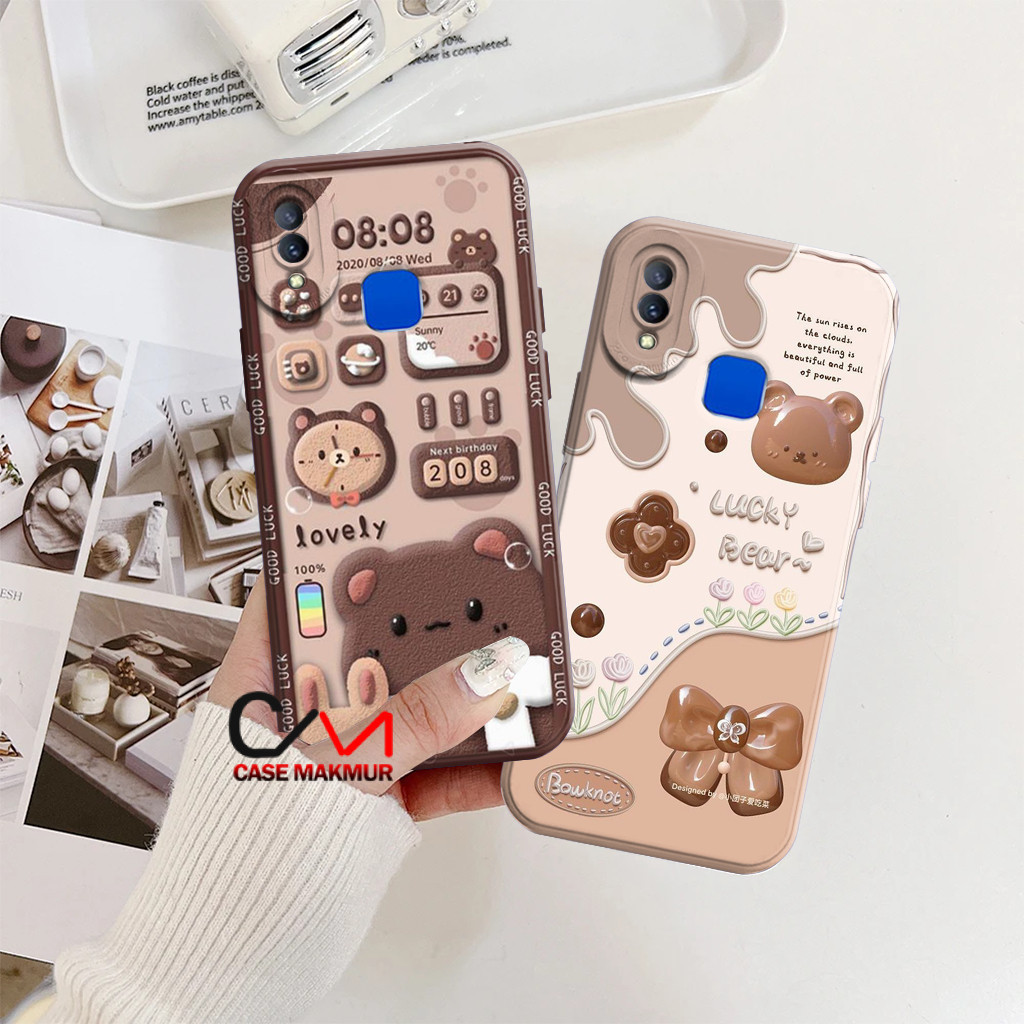 HP Softcase Vivo V9 Y85 Z1 Y91 Y93 Finger Y95 - Phone Case - Brown Bear Character Motif - TPU Silico