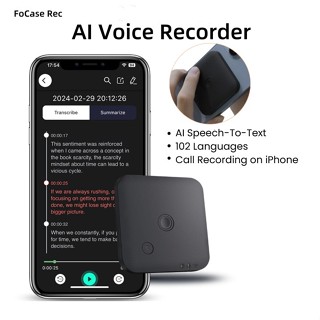 FoCase เครื่องบันทึกเสียง AI พร้อมการแปลงคําพูดเป็นข้อความแล…