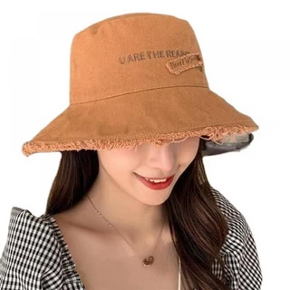 หมวกแฟชั่นเกาหลี ปักลาย ป้องกันแดด UV เหมาะสำหรับผู้หญิง ใส่สบายวันหยุด