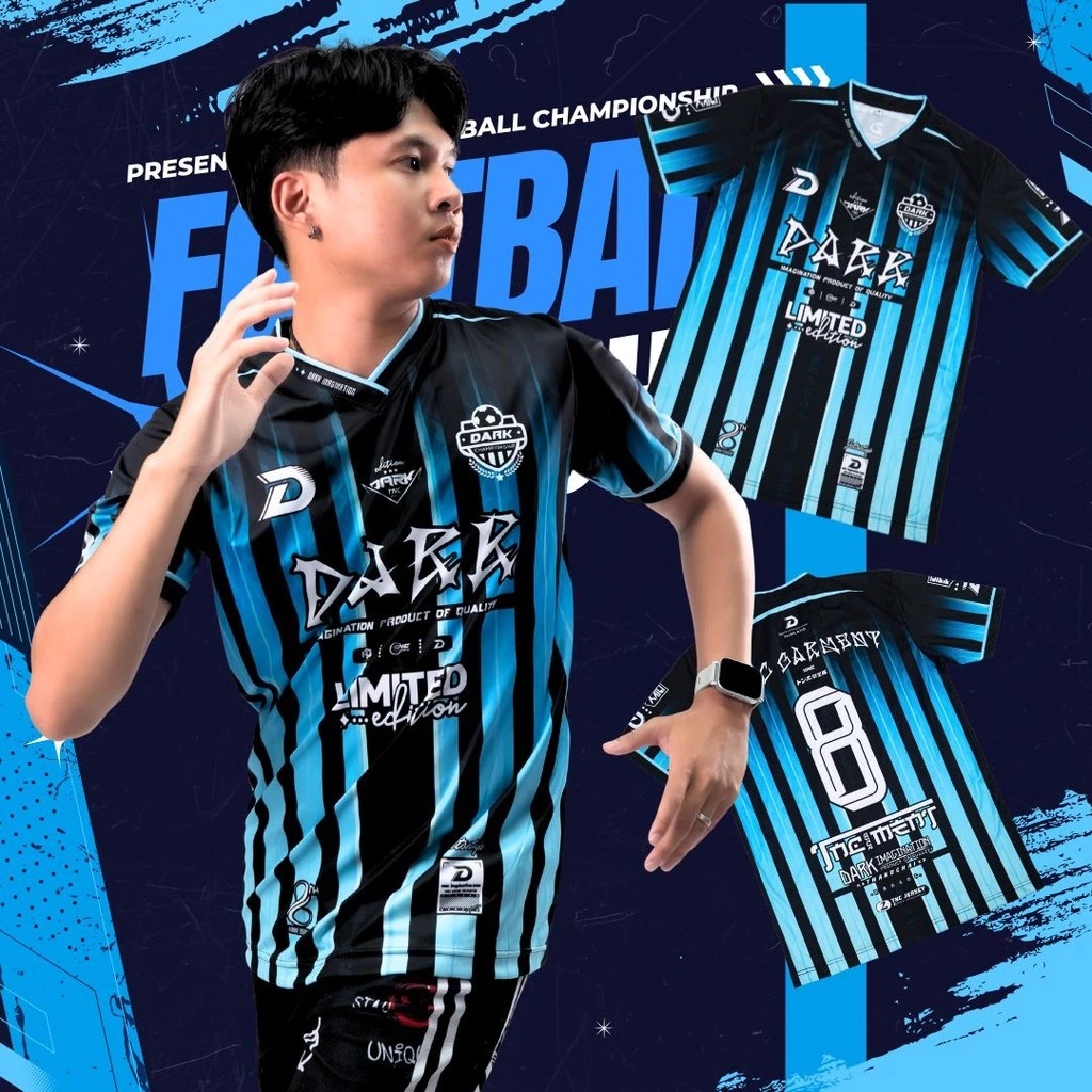 เสื้อกีฬาพิมพ์ลาย เสื้อบอล ผ้าไมโครโพลีเอสเตอร์ ออกกำลังกาย Sport A18