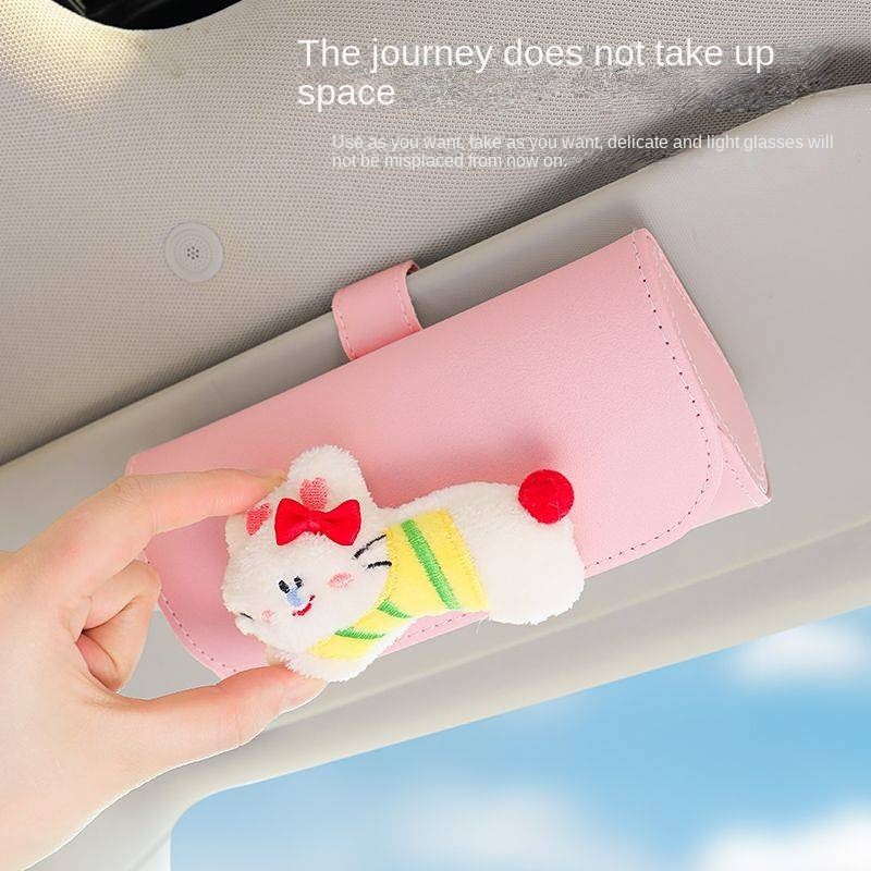 New Car Glasses Case Car Interior Sunglasses Case Storage Sun Visor Cute Glasses Clip High-Grade Fem
