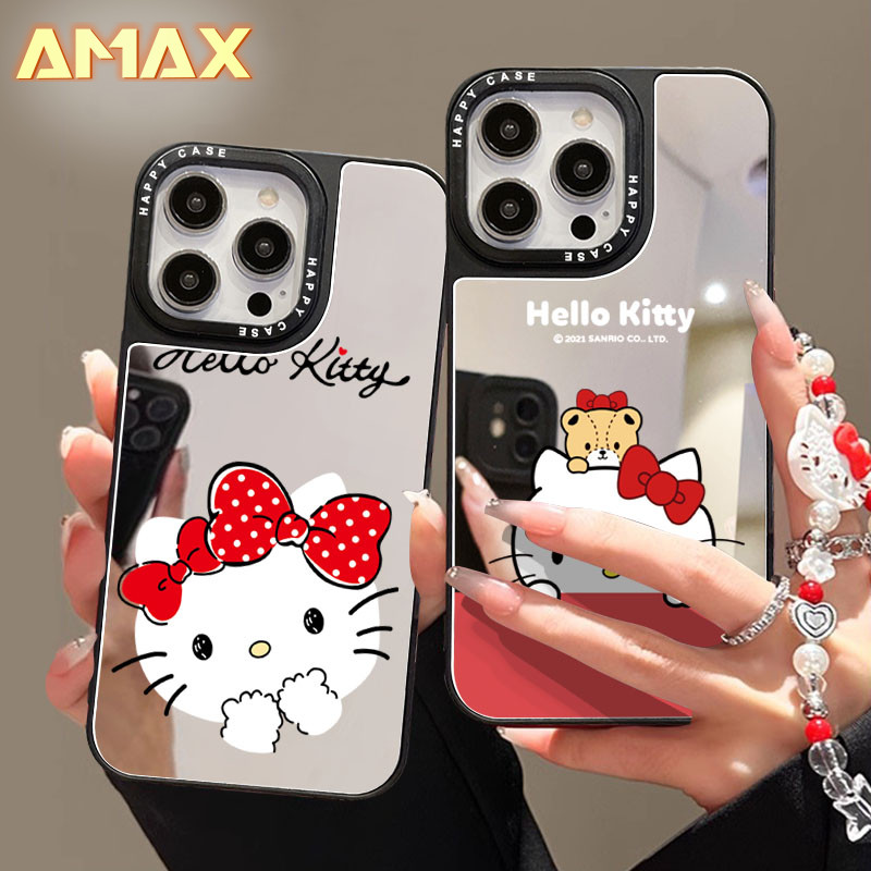 การ์ตูนน่ารัก Bows KTกระจกแมวเคสโทรศัพท์สําหรับInfinix X6816 X6816C X665C X665E X6831 X669C X6836 X6