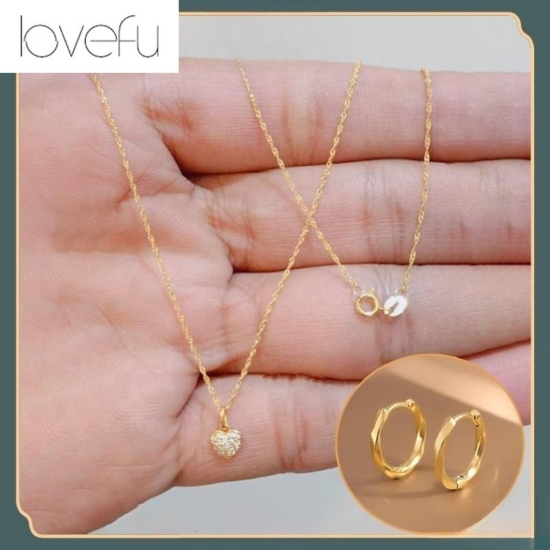 18k Saudi Gold pawnable Nasasangla สร้อยคอต่างหูสตั๊ดหัวใจเพทายสําหรับผู้หญิง 18 AU750