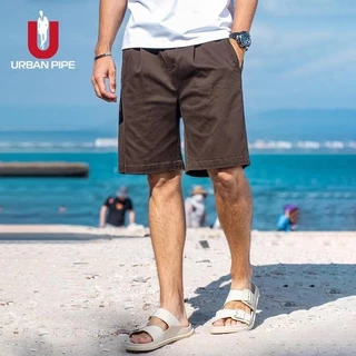 【ไซซ์28-40】URBAN PIPE กางเกงขาสั้นผ้าฝ้ายแท้ ผู้ชาย เอวยางยืด ความยาวถึงเข่า นุ่มระบายอากาศ 7212