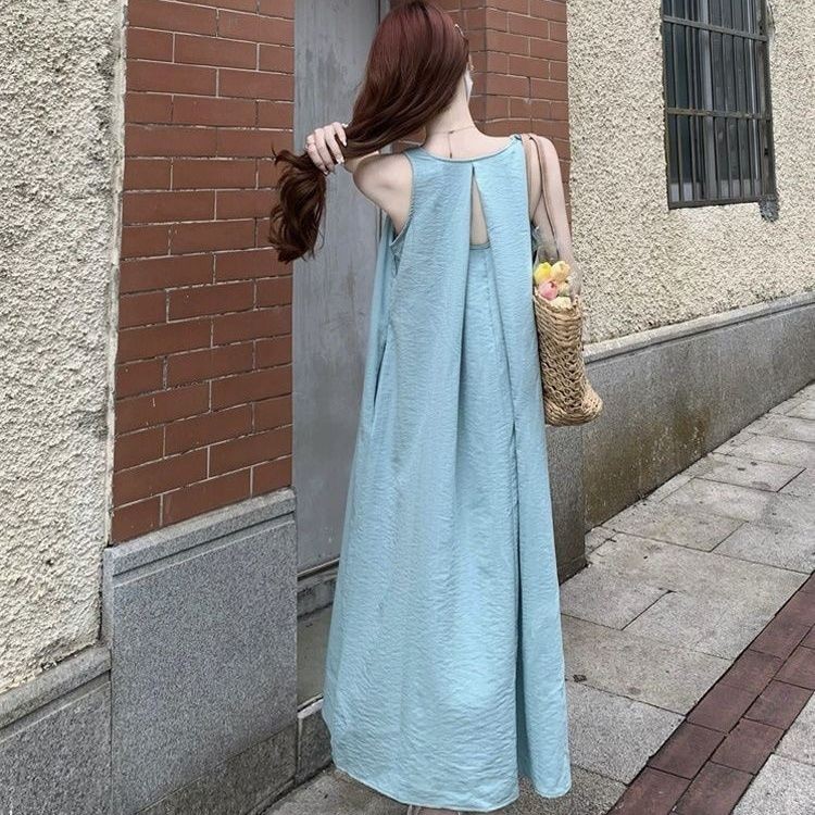 ไขมัน mm1-150kg ชุดฝรั่งเศสฤดูร้อนสไตล์ใหม่แฟชั่น Seaside Vacation สไตล์ Halter คอเสื้อกั๊กแขนกุดกระ