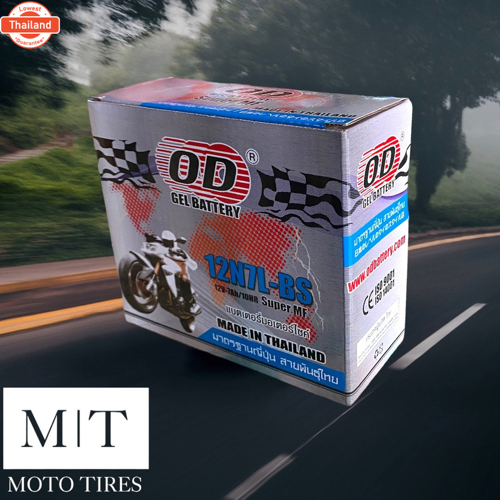 OD 12N7L-BS 12V 7AH แตเตอรี่สำหรัรถจักรยานยนต์ NOUVO