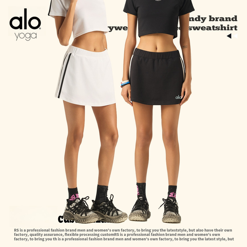 Alo American Stretch Pants Skirt Contrast Color Striped Tennis Skirt Outdoor Ladies Fashion Sports S