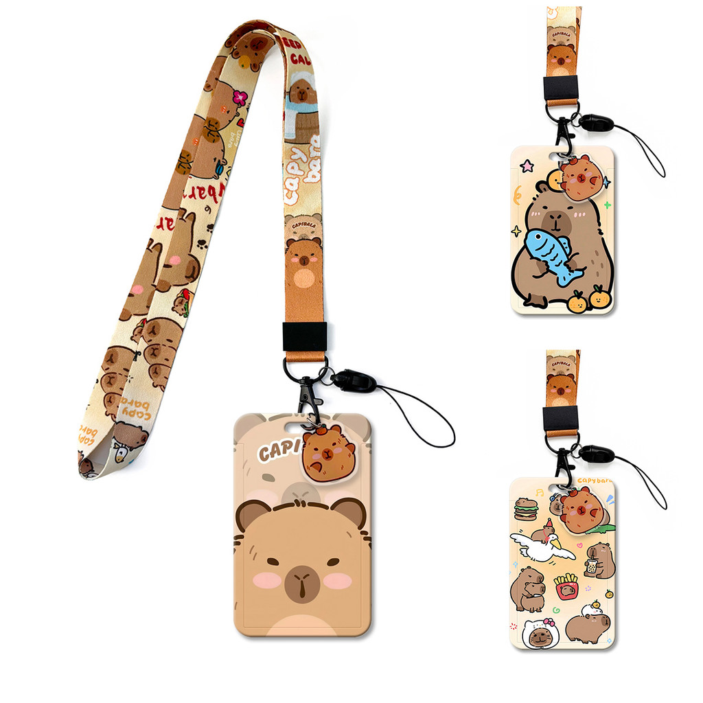 Y&P| สายคล้องคอ Capybara การ์ตูน ผู้ถือบัตรนักเรียน ป้องกันการสูญเสีย สายคล้องคอโทรศัพท์มือถือ, LN069