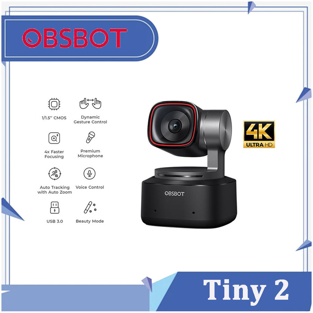 OBSBOT Tiny 2 AI-Powered PTZ 4K Webcam (ใหม่)