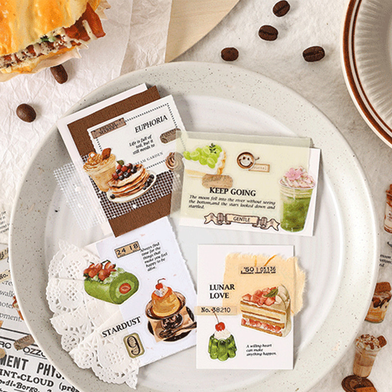 3 แผ่นเบเกอรี่รูปแบบ Delicacies PET สติกเกอร์ตกแต่ง DIY วัสดุสติกเกอร์ - รูปที่ 6