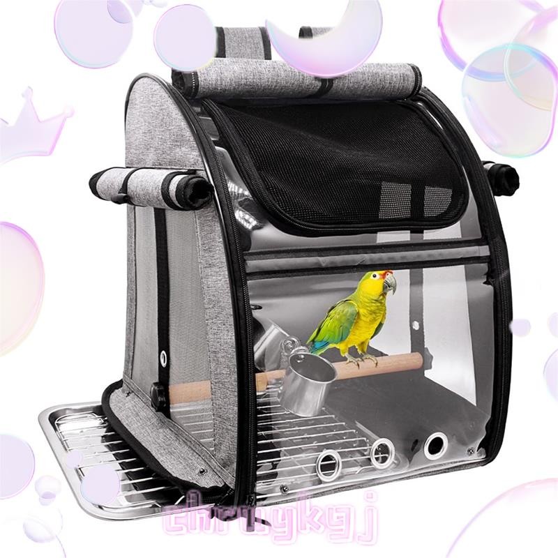 Bird Carrier Bag Bird Travel CAGE พร้อมขาตั้งสําหรับนกขนาดเล็ก Parakeet นกแก้วสัตว์เลี้ยงโปร่งใส Breathable Travel กรง chruykgj.th