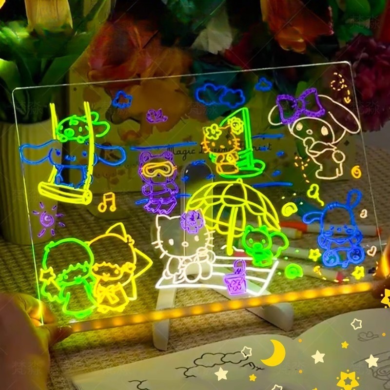 COD กระดานแสงวิเศษ กระดานวาดรูปกราฟฟิตี้สำหรับเด็ก LED แผ่นอะคริลิคแข็งแรง กระดานวาดภาพลบได้ - รูปที่ 2