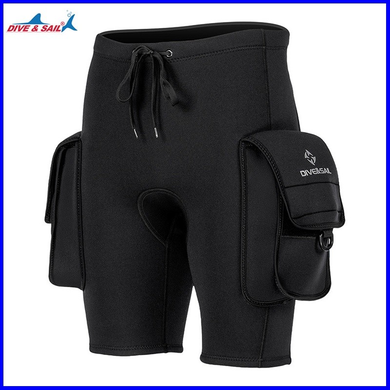 พร้อมสต็อก DIVE & SAIL กางเกงขาสั้นสำหรับดำน้ำ Neoprene 3 มม. ผู้ชาย พร้อมสายปรับขนาดและกระเป๋าพิเศษ ใช้ได้ทั้งการดำน้ำและการเดินทางกลางแจ้ง