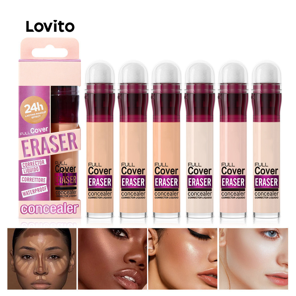 Lovito รองพื้นชนิดน้ํา หัวฟองน้ําธรรมดา ลําลอง คอนซีลเลอร์ ติดทนนาน กันน้ํา สําหรับผู้หญิง LCS09028