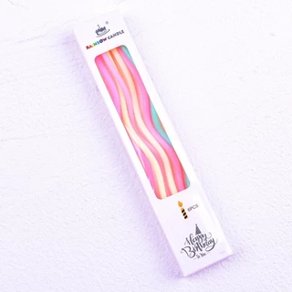🛒พร้อมส่ง🇹🇭🇹🇭🛒เทียนวันเกิดเรนโบว์ทรงเกลียว เทียนวันเกิด สีเมทาลิค สีมุก สีพาสเทล
