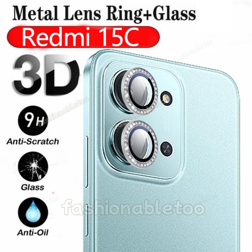 สําหรับRedmi15C 5G Glitterเพชรโลหะแหวนกล้องเลนส์ป้องกันฟิล์มสําหรับRedmi 15 C 15C 1 5 Redmi15 C Redm