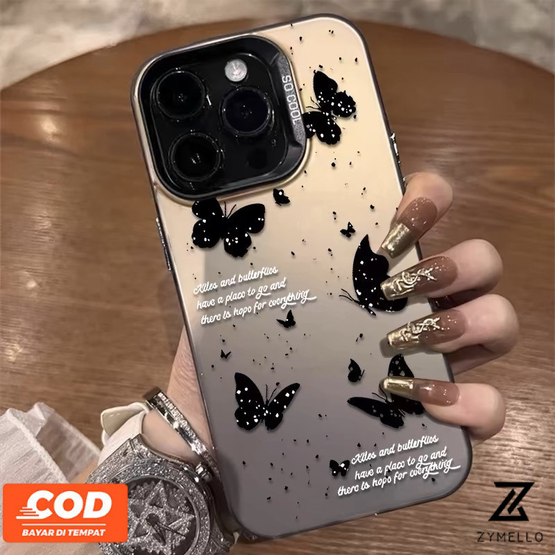 สําหรับ OPPO Reno12 F 5G Reno 12 5G Reno 12 Pro 5G Reno11 F 5G Reno 11 5G Reno 11 Pro 5G Reno 10 5G Reno 10 Pro 5G Reno 8T 5G Reno 8T 4G Reno 8Z Reno 7Z Reno 8 Reno 7 พรีเมี่ยมผีเสื้อสีดํากันกระแทกTPUเคสโทรศัพท์