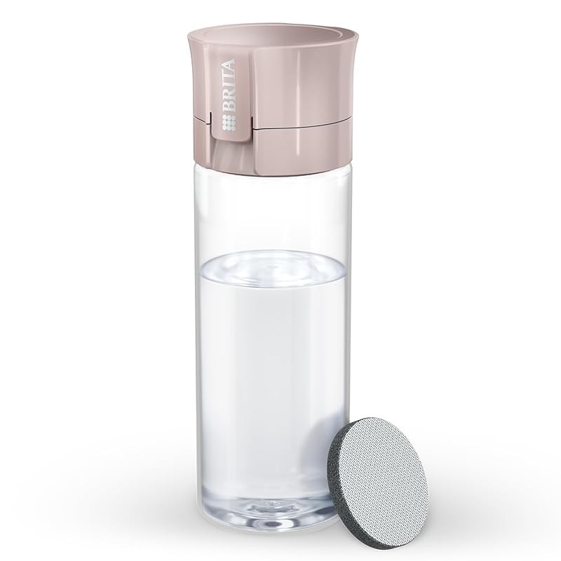 Brita Water Purifier Bottle - Water Bottle (Mauve Rose) - Set of 2 (600ml) - Tested for PFOS/PFOA Re