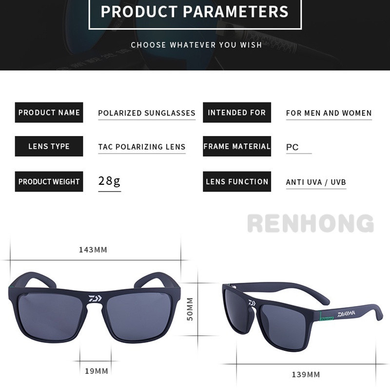 Daiwa แว่นกันแดดตกปลาโพลาไรซ์สําหรับกีฬากลางแจ้ง UV400 ปั่นจักรยานปลา - รูปที่ 4