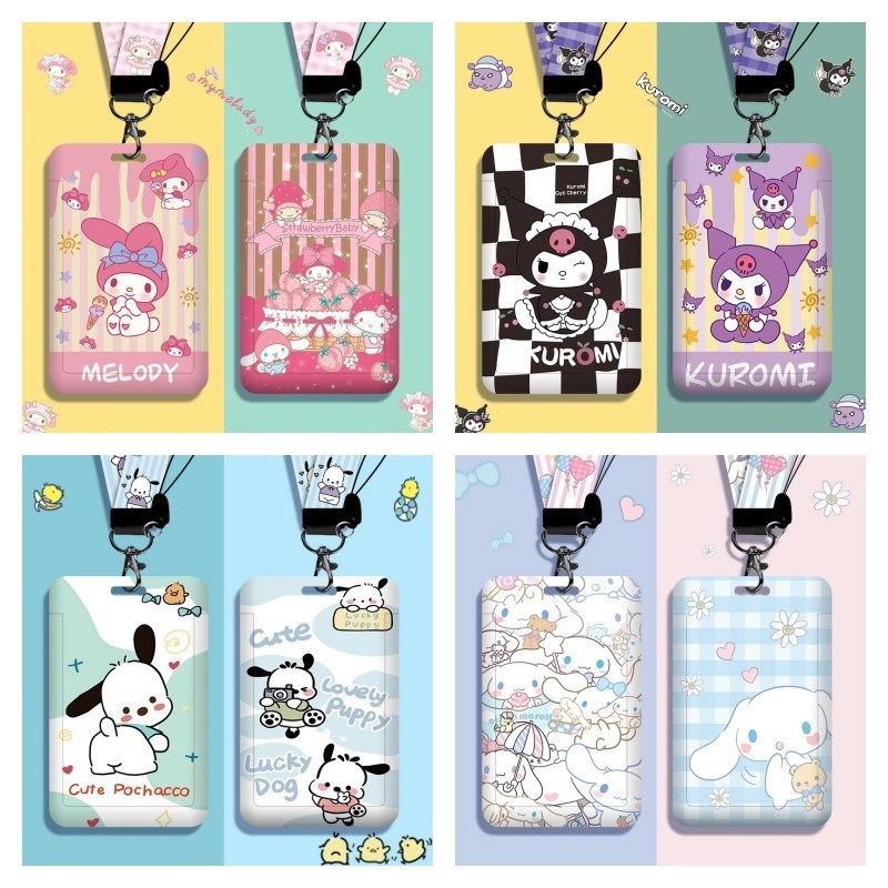 SANRIO ซานริโอ 3 นิ้วผู้ถือบัตรภาพการ์ตูน คุโรมิ ทํานอง ซินนามอนโรล การ์ดกระเป๋ารถบัสบัตรธนาคาร รหัส การ์ดป้องกันกรณีนักเรียนกระเป๋าจี้