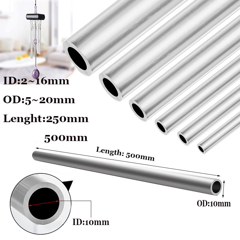 1pcs aluminum tube outer diameter 5~20mm, inner diameter 2mm~16mm, length: 250mm/500mm, straight round aluminum alloy tube 6061