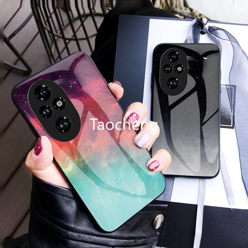 เคสโทรศัพท์กระจกนิรภัยบางเฉียบสําหรับ Honor 200 Pro 20Pro Honor200Pro 5G 2024 กรอบซิลิโคนแฟชั่นไล่โทนสีปลอกกันกระแทกฝาหลัง