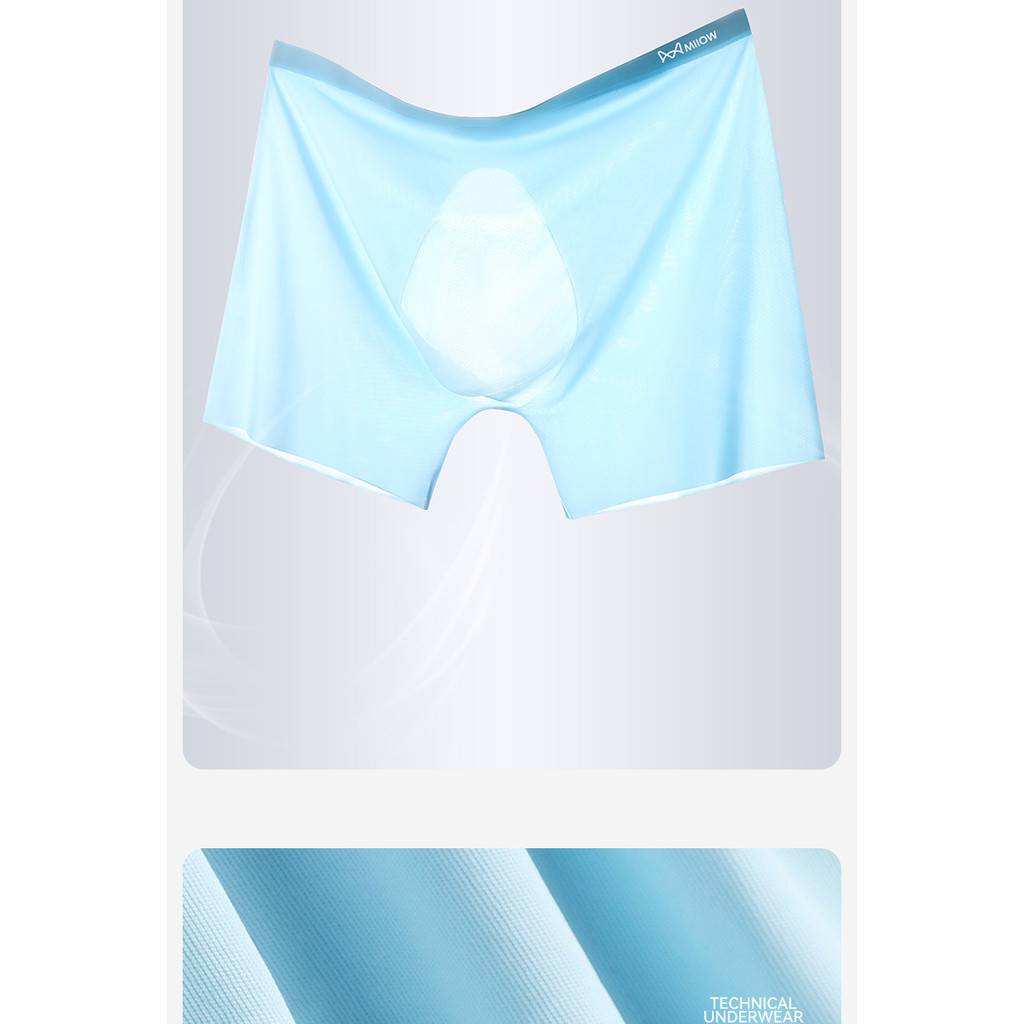Miiow ผ้าไหมน้ําแข็งกางเกงชั้นในผู้ชายชุดบางเฉียบไม่มีรอยต่อ Breathable Man Boxer ชุดชั้นในเซ็กซี่ Underpant ชายต้านเชื้อแบคทีเรียผู้ชายกางเกง - รูปที่ 7
