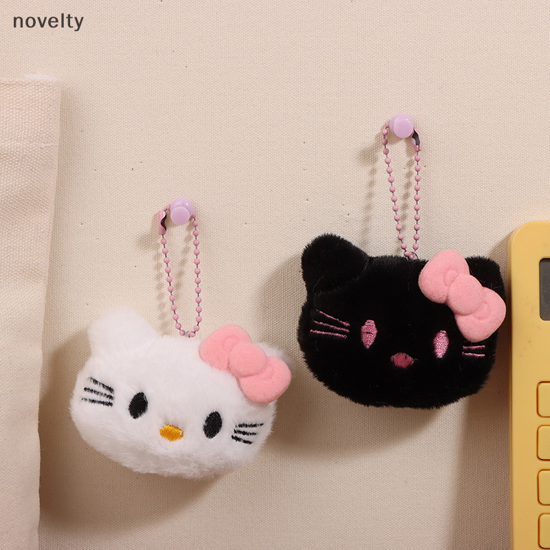 Nly Kawaii Squeak Bowknot Hello Kitty จี้ตุ๊กตาการ์ตูน Sanrio Cat ตุ๊กตาตุ๊กตาพวงกุญแจรถกระเป๋าเป้สะพายหลังกระเป๋าตกแต่งของขวัญ N