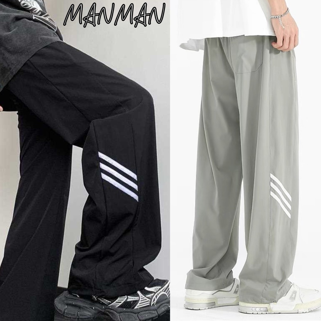 MANMAN กางเกงทำงานแบบบาง กางเกงขายาวผู้ชาย สไตล์อเมริกันวินเทจ รุ่นแฟชั่นทรงตรง