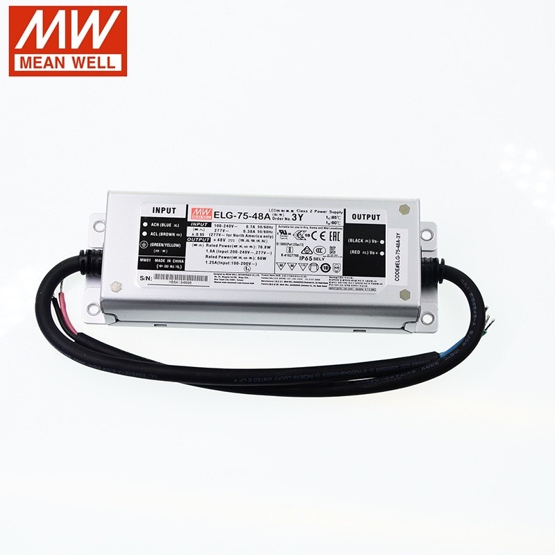 ✹MEAN WELL ELG-75-48A-3Y 75W 1.6A 48V LED Switch Power Supply 110V/220V AC to 48V DC 1.6A waterproof