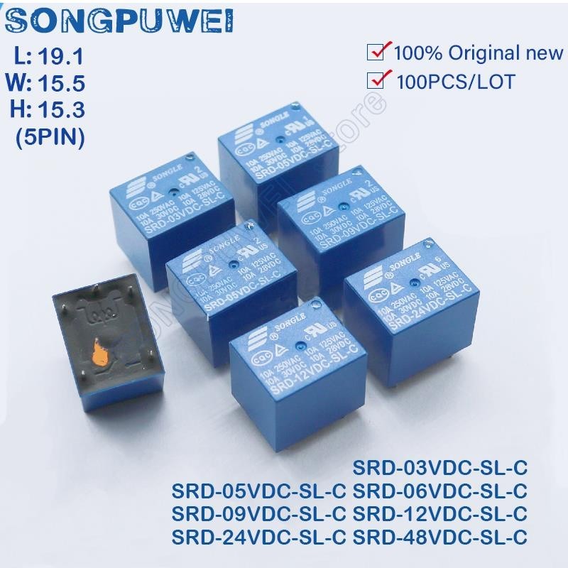 ✭Free Shipping 100PCS SRD-05VDC-SL-C SRD-12VDC-SL-C SRD-24VDC-SL-C SRD -03V 05V 06V 09V 12V 24V 48VD
