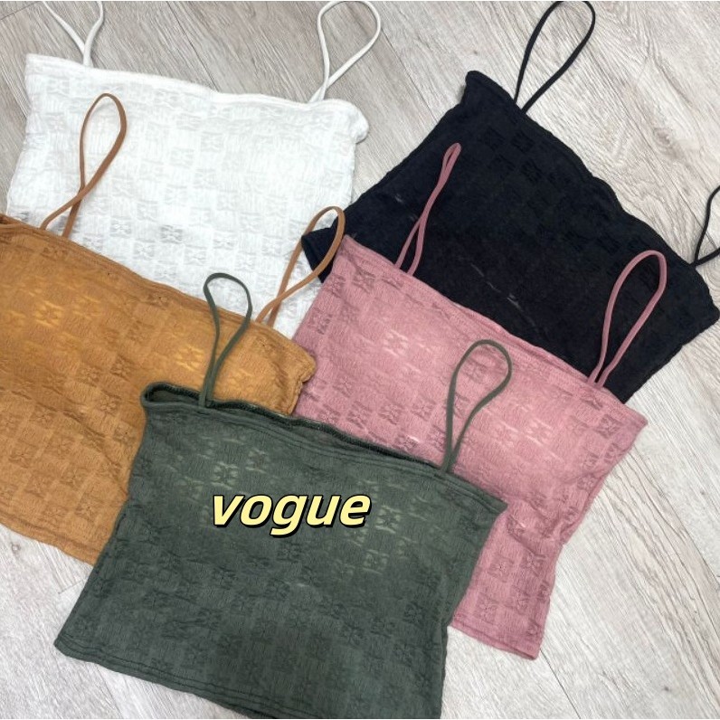 Vogue🌟พร้อมส่ง🌟 เสื้อเกาะอกสั้นเปลือยสะดือ สีทึบ เวอร์ชั่นเกาหลีเซ็กซี่ (FY5228) -H -N